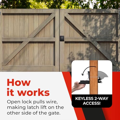 Gate Lock – Secure Keyless Fence Lock and Latch with 2-Way Access – Strong Durable System for Theft Prevention and Home Security, Easy Installation on Wood or Vinyl Gates/Fences (Regular – 1-Pack) - style: Regular