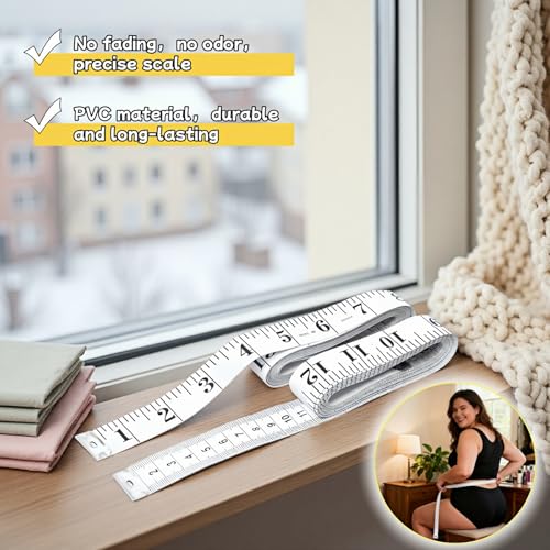Upgraded 2-Pack Soft Tape Measure, 120-Inch & 300cm Extra Long & Wide, Dual-Scale Flexible Body Measuring Tape for Sewing, Weight Loss, Tailor - Easy-Read Large Numbers, Non-Stretch Vinyl Ruler