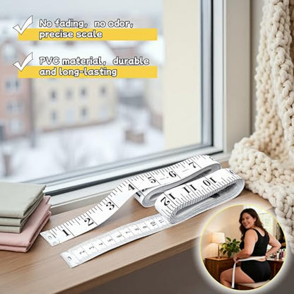 Upgraded 2-Pack Soft Tape Measure, 120-Inch & 300cm Extra Long & Wide, Dual-Scale Flexible Body Measuring Tape for Sewing, Weight Loss, Tailor - Easy-Read Large Numbers, Non-Stretch Vinyl Ruler