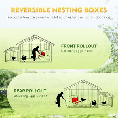 Redants Chicken Nesting Box, Metal Chicken Laying Box with Roll Away Egg Collection, Reversible Wall Mountable Chicken Coop Nesting Boxes for Hens, Ducks, Waterproof, 24"×19.5"×20", Up to 20+ Hens - size: 24.0"L x 19.5"W x 20.0"H