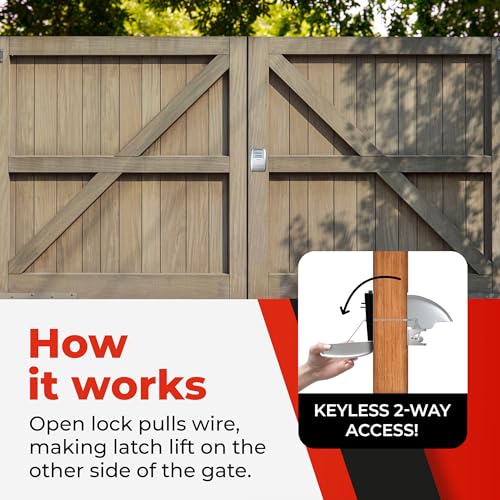 Keyless Gate Lock – Secure Fence Lock and Latch – Strong Durable System (XLS – Silver Heavy Duty – 2-Pack) - style: XLS - Heavy Duty (2 Pack)