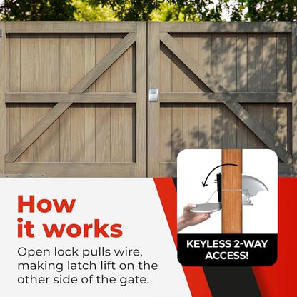 Keyless Gate Lock – Secure Fence Lock and Latch – Strong Durable System (XLS – Silver Heavy Duty – 2-Pack) - style: XLS - Heavy Duty (2 Pack)