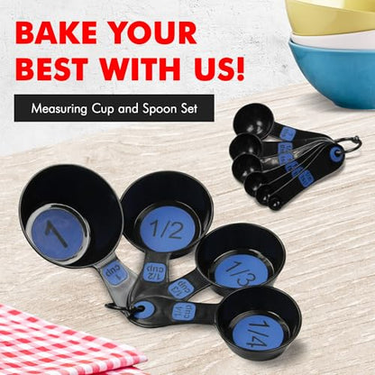 Chef Craft Easy to Read Plastic, Measuring Cup Set, 10 piece set, Blue - color: Blue