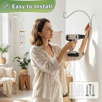 AJART White Plant Hanger Outdoor: 12-Inch Plant Hooks for Wall Indoor - Metal Plant Bracket Hook for Hanging Flower Baskets - size: 12 Inch, style: Plant Hooks White