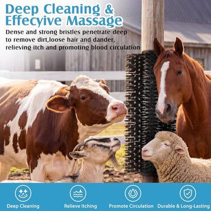 3 Pack Livestock Scratching Brush Itch Relief Horse Scratching Post Self-grooming Goat Scratcher with Durable Screws for Horse Pony Goat Sheep Pig Donkey (Black) - color: Black
