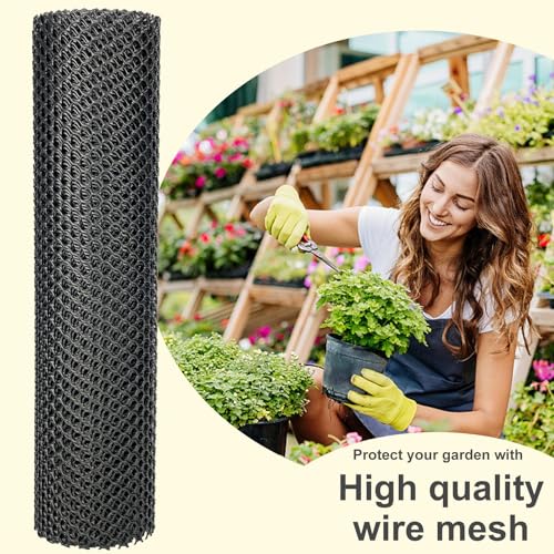Plastic Wire Mesh Fence 16in x 20Ft Plastic Chicken Wire Mesh for Poultry, Dogs, Rabbit, Snake Barrier & Gardening Versatile Plastic Fencing (16in x 20Ft, Black) - color: Black, size: 16in x 20Ft