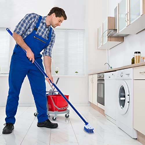 Superio Deck Scrub Brush with Long Handle (54 Inches) Heavy Duty Stiff Bristles Grout Scrubber with Scraper - Cleans Hot Tub, Swimming Pool, Granite Tiles, Bathroom, Patio, Kitchen, Wall and Deck - size: 54 in Handle | 9 in x 3 in Head