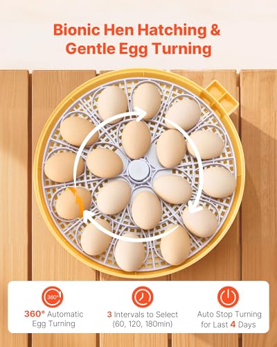 VEVOR 18 Egg Incubator, Automatic Egg Turner with LED Candler, Temperature & Humidity Control, 360° View Clear Window, Auto Water Refill, Poultry Eggs Incubators for Hatching Chicks Ducks Goose Quail | Precise Control,Digital Display - size: 18 Eggs