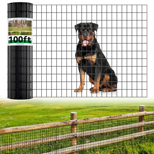Welded Wire Fence, 100t(L) x 24inch(H) PVC Anti-Rust Coated Wire Mesh, 2 Inch x 3 Inch 16GA Garden Edging Border, Roll Metal Animal Barrier for Yard Vegetable Plant Protection Poultry Netting - size: 100t(L) x 24inch(H)