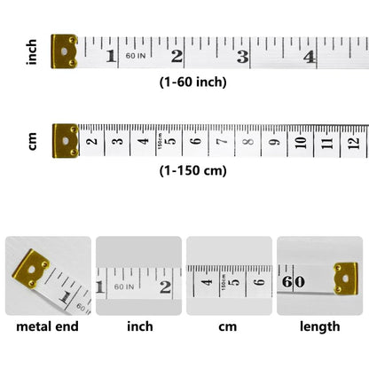 Soft Tape Pack of 3 Measure Dual Scale Standard & Metric Measurements Tape Scale Body Measuring Tape for Weight Loss Tailor Craft Ruler 60 Inches (White+Pink +Green) - color: White+Pink +Green