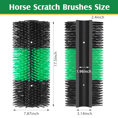 3 Pack Livestock Scratching Brush Itch Relief Horse Scratching Post Self-grooming Goat Scratcher with Durable Screws for Horse Pony Goat Sheep Pig Donkey (Green and Black) - color: Green and Black