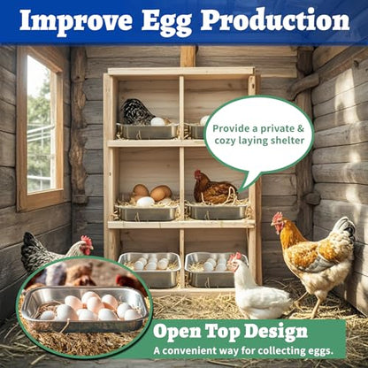 Chicken Nesting Box, 3 Pcs Stainless Steel Chicken Egg Laying Nest Boxes Tray, ChickensNesting Box Pan for Chickens and Poultry to Collect Eggs, Hens, Chickens Coop Box, Easy to Clean