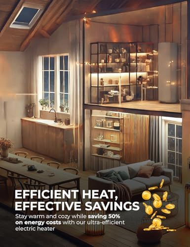 EconoHome Wall Mount Space Heater Panel - with Thermostat - 600 Watt Convection Heater - Ideal for 200 Sq Ft Room - 120V Electric Heater - Updated Model - color: White, size: 600Ws