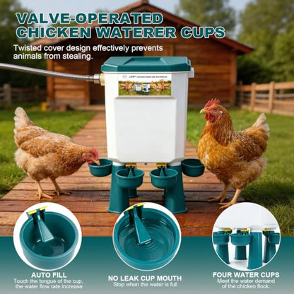 Chicken Feeder and Waterer Set with Legs,2 Gallon Automatic Waterer with Float Valve,26.5 Pounds Practical Feeder,Reduces Feed Waste & Water Refills，BPA-Free for Long-Term Use - color: blue
