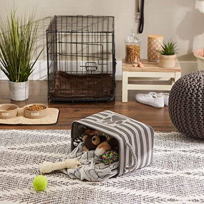 Bone Dry Pet Storage Collection Striped Paw Patch Bin, Small Rectangle, Gray - color: Gray, size: Small Rectangle