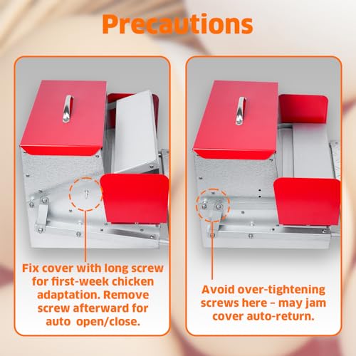 Feeders Automatic Chicken Feeder - Large Capacity for 6-12 Chickens, Lasts 10 Days (25lb Feed), Durable Galvanized Steel, Rat-Proof, No-Spill, Weatherproof Lid - color: Red, size: 25LB
