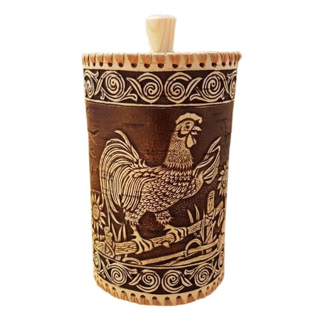 STP GOODS Birch Bark Container, Storage container, Kitchen Container Money to the House Birch Bark (Rooster) - color: Rooster