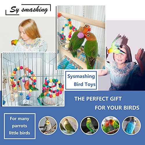 22 Packs Bird Parakeet Cockatiel Toys,Parrot Swing Chewing Hanging Toy with Safe Bells,Bird cage Colorful Climbing Standing Rope Natural Wood Ladder Bungee Toys