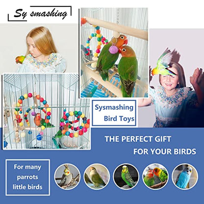 22 Packs Bird Parakeet Cockatiel Toys,Parrot Swing Chewing Hanging Toy with Safe Bells,Bird cage Colorful Climbing Standing Rope Natural Wood Ladder Bungee Toys