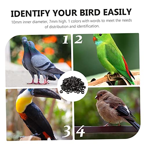 UPKOCH 100pcs Pigeon Leg Identification Rings Durable Plastic Foot Bands for Pigeons Ducks and Chickens Easy Design for Bird Management and Breeding - color: Black