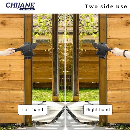 Post Mount Heavy Duty Self Locking Gate Latch for Wooden Fence, Automatic Gravity Lever Spring Fence Latches Gate Lock Gate Hardware for Outdoor/Garden/Vinyl/Wood Fence/Metal Gate,Black Finish