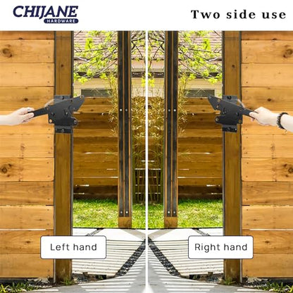 Post Mount Heavy Duty Self Locking Gate Latch for Wooden Fence, Automatic Gravity Lever Spring Fence Latches Gate Lock Gate Hardware for Outdoor/Garden/Vinyl/Wood Fence/Metal Gate,Black Finish