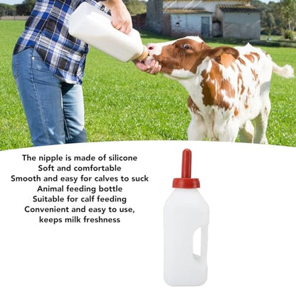 JTLB 2L Calf Feeding Bottle Thicken Leakproof Silicone Nipple Calf Nursing Feeding Supplies with Handle for Farm Pasture (Horizontal Milk Pot) - size: Horizontal Milk Pot