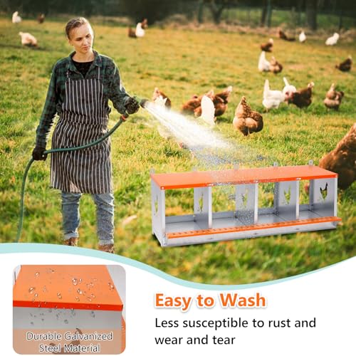 Chicken Nesting Box for Laying Eggs (42.5" L x 17" W x 15" H) | 4 Room Chicken Laying Boxes, Nesting Boxes for Chickens, Heavy Duty Metal Chicken Coop - size: 42.5" L x 17" W x 15" H