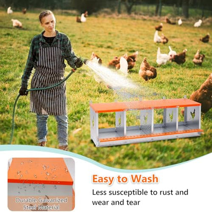 Chicken Nesting Box for Laying Eggs (42.5" L x 17" W x 15" H) | 4 Room Chicken Laying Boxes, Nesting Boxes for Chickens, Heavy Duty Metal Chicken Coop - size: 42.5" L x 17" W x 15" H