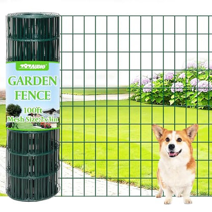 Green PVC Coated Welded Wire Fencing,2"x3" 16 Gauge,60inch H x 100ft L Garden Wire Fence Roll,2/3/4/5/6ft Tall x 50/100 ft Long Hardware Cloth Metal Mesh for Yard,Farm,Chicken,Dog,Vegetable Protection - color: Green, size: 2"x3" 60inx100ft