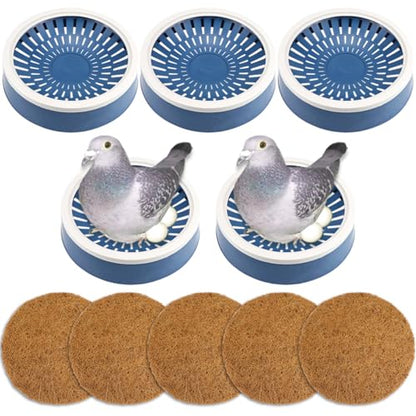 5 Pcs Pigeon Nest Bird Nest Bowls Nest for Pigeons Breeding Hatching (White Side+ Pad), Random - style: White Side+ Pad