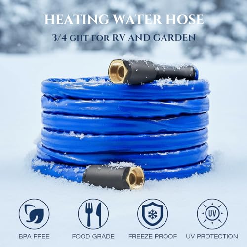 H&G Lifestyles 15ft Heated Water Hose for RV,5/8" Inner Diameter | Water Hose Heater for RV Camper, Freeze Protection Under -40℉,Heating Garden Hose 3/4 GHT