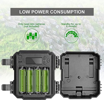 WOSPORTS Mini Trail Camera,24MP 1080P HD Game Camera Motion Activated with IR Night Vision Waterproof Video Deer Cam for Outdoor Wildlife Monitoring