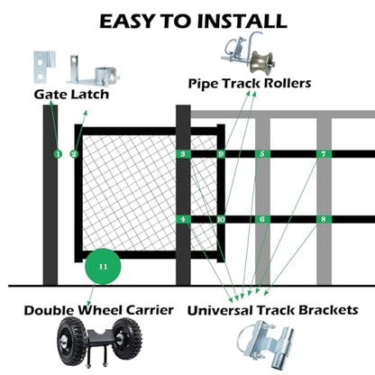 6" Wheels Rolling Gate Hardware Kit for Chain Link Gate | Sliding Gate Hardware | Sliding Gate Kit | Farm Gate Hardware - style: Pipe Mount