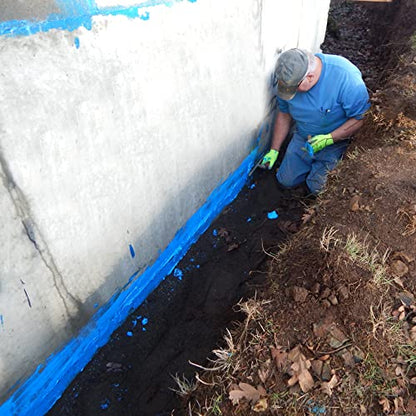 Ames Research Laboratories BMX5RG Blue MAX Waterproofer, Regular Use in Interior & Below-Grade Exterior Concrete Sealer and More. Liquid Rubber, 5 Gallon (Pack of 1), 640 Fl Oz | Ideal for waterproofing above & below grade foundations, basements, roofs, f