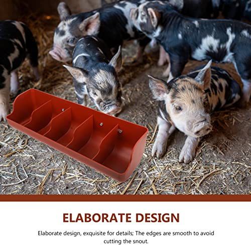 Piglet Feeding Trough 5 Compartment Pig Feeder for Dry and Wet Food Use Easy to Install and Clean Thickened Plastic .25 X 7.08 X 5.11 in - color: Brown 1pc, size: 54x16cm