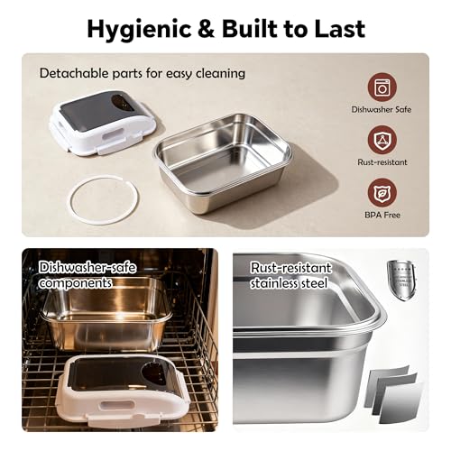304 Stainless Steel Dog Food Storage Container with Lid for Cat Bird Pet Dry Food Treats, Mouse Proof Small Storage Bin Fits Up To 7 Lbs, Coming With Scoop