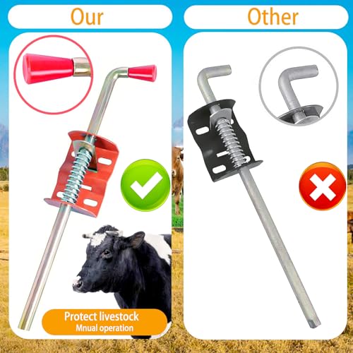 Farm Cattle Fence Gate Anchor Cane Bolt 17in Cane Bolt Drop Stop Rod Heavy Metal Lock Latch for Tube Gate