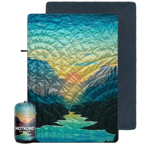 Waterproof Stadium Blanket, Fleece Camping Blanket Wearable Soft Warm Camp Blanket for Outdoor Camping, Picnic, Stadium, Sports, Beach, Car - color: Sunset