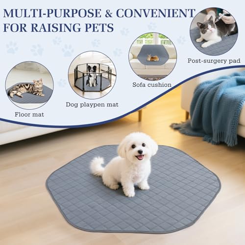 2-in-1 Small Animals Playpen with Pad, Waterproof Small Pet Cage Tent with Reusable Pad, Portable Outdoor Yard Fence with 3 Metal Rod for Chick/Kitten/Puppy/Guinea Pig/Rabbits/Chinchillas, Gray+Gray - color: U-Gray+Gray