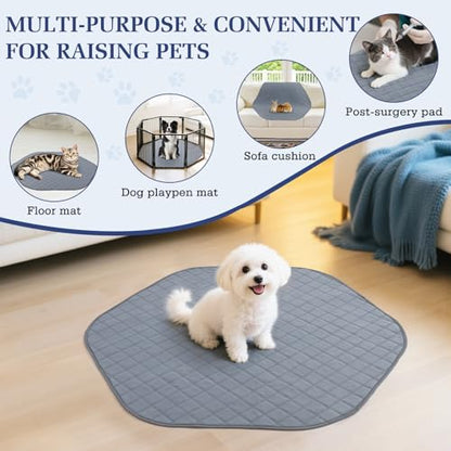 2-in-1 Small Animals Playpen with Pad, Waterproof Small Pet Cage Tent with Reusable Pad, Portable Outdoor Yard Fence with 3 Metal Rod for Chick/Kitten/Puppy/Guinea Pig/Rabbits/Chinchillas, Gray+Gray - color: U-Gray+Gray