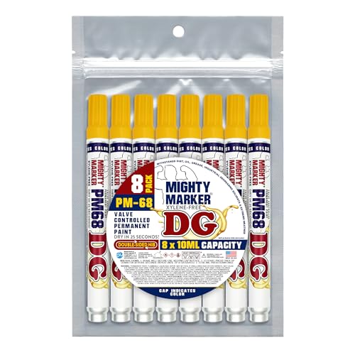 PM-68 DG Paint Markers, Heavy Duty Industrial Paint Markers, Ketone-Based, Xylene Free, Quick Dry, Degrease Resistant, Made in USA, Yellow 8 Pack - color: Yellow