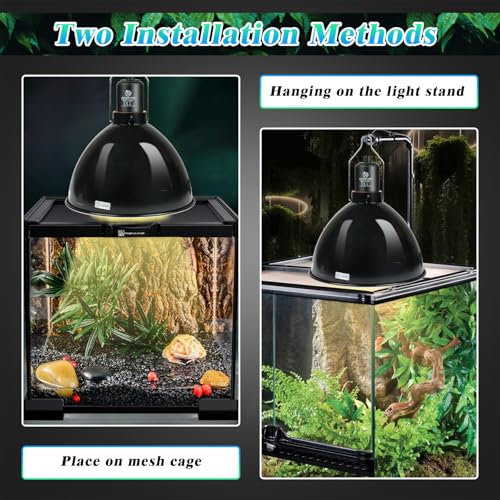 Reptile Light Fixture with Dimming Thermostat, 8.5 Inch Deep Dome Light Fixture with Timer, Reptile Aluminum Dome Fixture for Basking/Heat/UVA/UVB Lamp Bulb - size: 8.5in Deep Dome(Temperature Display)