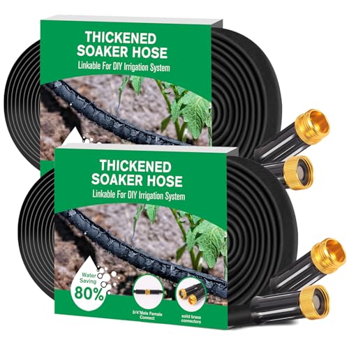 Thickened Flat Soaker Hose 100 ft, Flat Drip Irrigation Hose for Garden, 100/50/25 ft Lawn & Patio Watering System - Heavy Duty, Leak Proof, Flexible, Easy Setup(100FT(50 * 2)) - size: 100 FT(50FT*2)