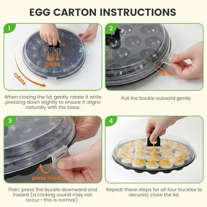 HANSGO Deviled Egg Containers with Lid, 3PCS Deviled Egg Platter Carrier Holder Trays with 66 Slots for Party and Home Kitchen, Black - color: 3pcs Black
