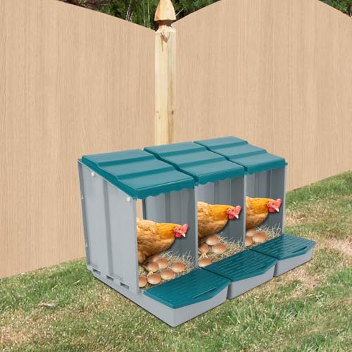 Chicken Nesting Boxes, 3 Compartment Nesting Boxes for Laying Eggs, Roll Away Nesting Box Egg Collection Tray, Wall Mount Poultry Roll Away Chicken Laying Boxes (Grey) - color: 3 Compartment Nesting Boxes (Grey)