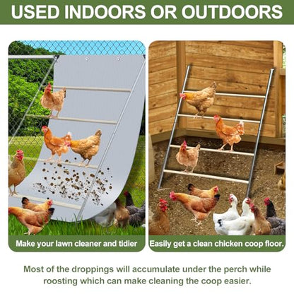 Chicken Coop Poop Hammock Waterproof and UV with 8pcs Ball Bungees Cords, 6.5 * 4 FT Poop Deck for Chicken Roosting Perch to Catch the Chicken Poop, Chicken Coop Tarp for Poultry（Not Include Perch
