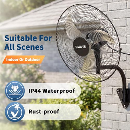 Garvee 18 Inch Oscillating Wall Mount Fan, 3 Speed High Velocity 3500 CFM Industrial Wall Fan, 90° Oscillation & 30° Tilt Cooling,Wall Fan for Home, Offices, Garage, Commercial, Warehouse - size: 18 Inch