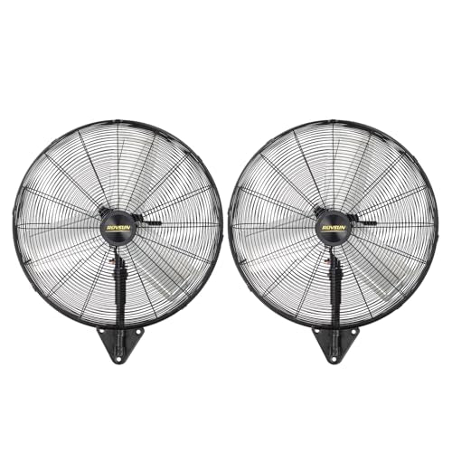 ROVSUN 20" Wall Mounted Fan, High Velocity Industrial Wall Fan, Max 4710 CFM with Wide Angle Oscillating, Suit for Commercial, Residential, Garage, Shop, Greenhouse, Gym, 2-Pack - size: 20''(2-pack)