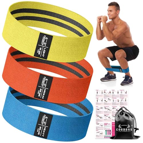 Fabric Resistance Bands for Working Out | Exercise Bands for Women and Men, Booty Bands for Legs and Glute, Yoga, Pilates, Rehab, Fitness and Home Workout - color: Yellow